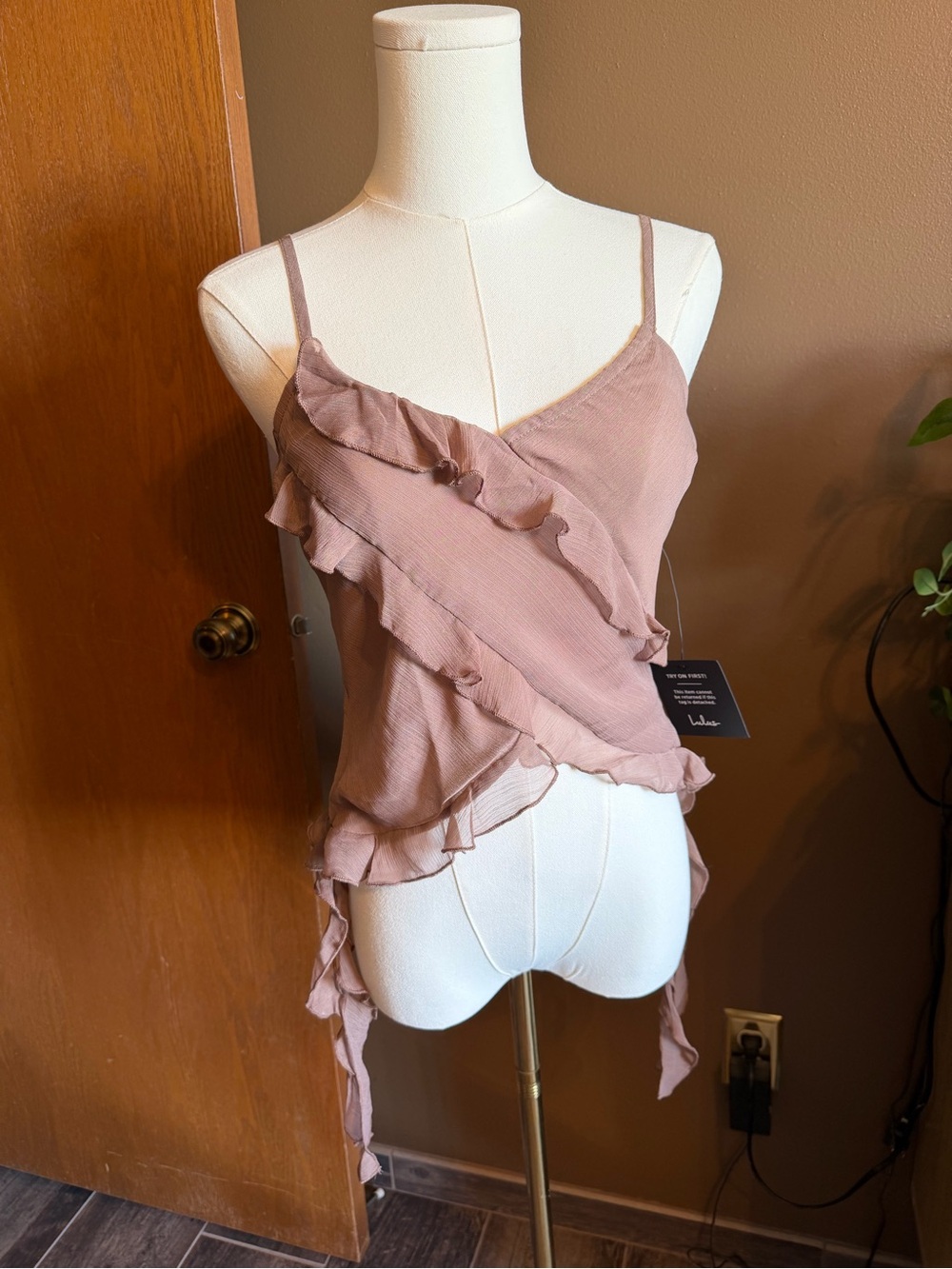 Lulu's Mauve Ruffle Wrap Camisole